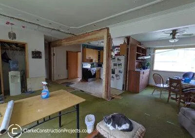 Create an open concept floor plan by removing interior walls