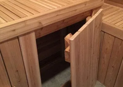 sauna with storage built by clarke construction projects