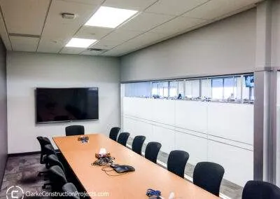 board room build with glass wall