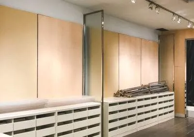 retail store wall with drawers built by Clarke Construction Projects