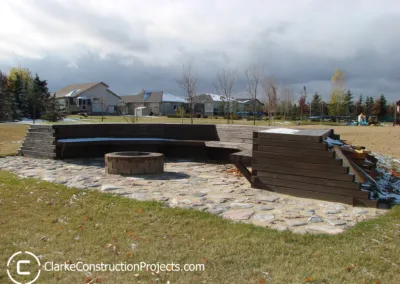 family fire pit area built by clarke construction projects